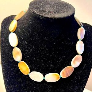 Elegant Mother of Pearl and Turquoise Beaded Necklace